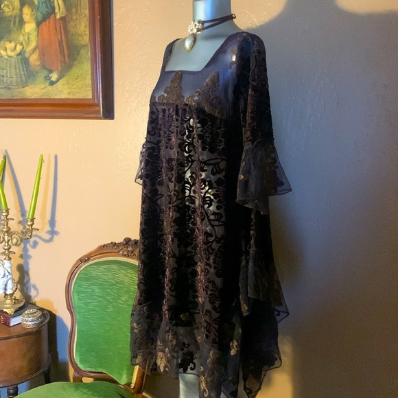 Mina Collections Tunic Tapestry Velvet Tunic Dress.  Sz S - Picture 2 of 11